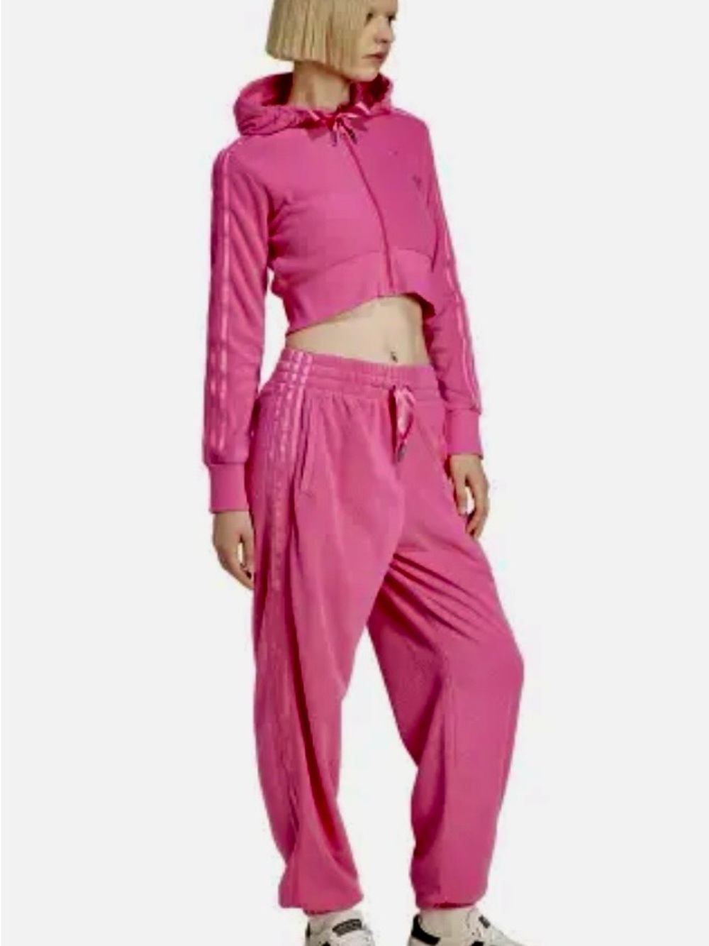 Adidas Teddy Pulse Magenta 2 piece jogging suit- Crop Hoodie and jogging pants.